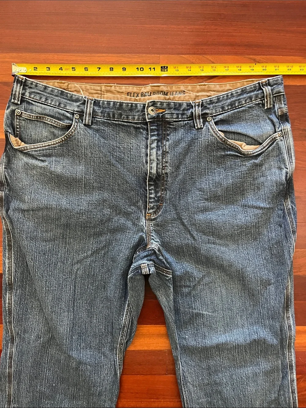 Mens 44x34 Duluth Flex Ballroom Blue Jeans